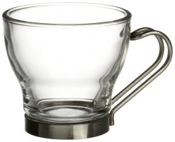 Bormioli Rocco Verdi  Espresso Cup With Stainless Steel Handle, Set of 4, Gift Boxed