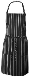 Chef Works CSBA-BCS Chalk Stripe Bib Apron with Pockets, 34-1/4-Inch Length by 27-Inch Width, Black/White
