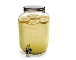 Circleware Mini Mason Jar 1 Gallon GLASS BEVERAGE DRINK DISPENSER with METAL LID, Limited Edition Glassware