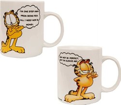 Coffee Mugs-2pc Garfield Ceramic Mugs-11 Ounce-”I’m One Step Away From Being Rich, All I Need Now Is Money”&” I May Not Be Perfect but I Am Always Me”