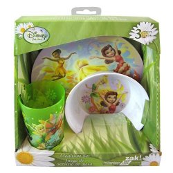 Disney Fairies Tinkerbell 3pc Dinnerware Gift Set – Bowl, Cup, Plate