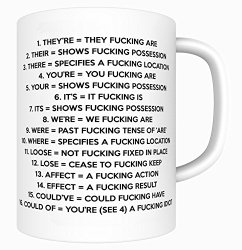 Funny Expletive Grammar BLACK13F39 – 11 Oz Coffee Mug – Funny Inspirational and Sarcasm