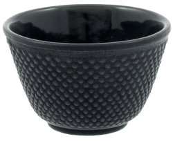 Iwachu Japanese Iron Tea Cup, Black Hobnail