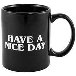 LANDUSA Black Have A Nice Day Coffee Mug Middle Finger Funny Cup 100% ceramic