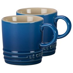 Le Creuset Marseille Blue Stoneware Petite 3.5 Ounce Espresso Mug, Set of 2