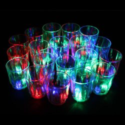 LED-Cube® 24 Flash Light Up Cups Flashing Shots Light 24 LED Bar Night Club Party Drink
