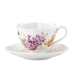 Lenox Butterfly Meadow Orange Sulphur 8-Ounce Cup and Sauce Set