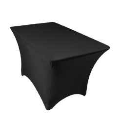 LinenTablecloth 4 ft. Rectangular Stretch Tablecloth Black