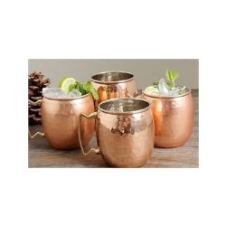 Moscow Mule Hammered Copper 18 Ounce Drinking Mug, Set of 4