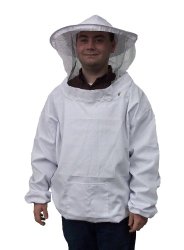 New Professional White Medium / Large Beekeeping / Bee Keeping Suit, Jacket, Pull Over, Smock with a Veil by VIVO (BEE-V105)
