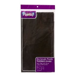 PACK OF 4 BLACK Disposable Plastic Tablecloths, 54 x 108″