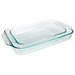 Pyrex Basics Clear Oblong Glass Baking Dishes, 2 Piece Value Plus Pack Set