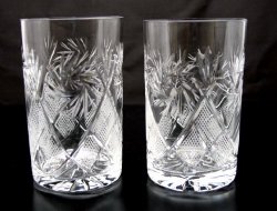 SET of 2 Russian CUT Crystal Drinking Glasses 250 Ml for HOT or Cold Liquids Fits Glass Holder “Podstakannik”