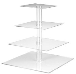 Utenlid 4-Tier Square Stacked Party Cupcake and Dessert Tower – Clear Acrylic Cake Stand