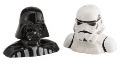 Vandor 54017 Star Wars Darth Vader and Stormtrooper Salt and Pepper Shakers, Black/White