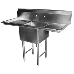 Allstrong 1 Compartment Stainless Steel Sink 18″ x 18″x 12″D w/ 2 Drainboards NSF. SE18181D
