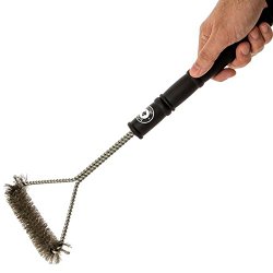 Alpha Grillers BBQ Grill Brush. Stainless Steel Bristles, 18 Inches Long with Hanging Loop