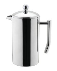 Bruhen Klassik French Press – 34 Ounce Stainless Steel – Double Wall Insulated – 4 Mugs (1 Liter) – Mirror Finish – Dining Room to Kitchen to Camping!