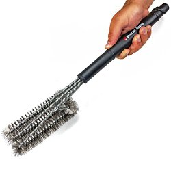 Burley Brush® 3X Stainless Grill Brush, Ultimate Cleaning Brush for your BBQ Grill, Long 18″ Handle