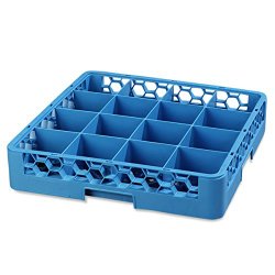 Carlisle RC1614 OptiClean Polypropylene Glass Rack, 16 Compartments, 19.75 x 19.75 x 4″, Carlisle Blue (Case of 6)