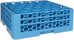 Carlisle RW30-114 OptiClean NeWave Polypropylene 30-Compartment Glass Rack with 2 Extenders, 19-3/4″ L x 19-3/4″ W x 7-1/8″ H, Carlisle Blue (Case of 3)