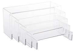 Clear Acrylic Risers for Counters, Set of 5 U-shaped Display Stands, 5 Different-sized Fixtures