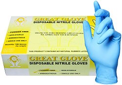 GREAT GLOVE NM50015-L-BX Nitrile Powder Free 4-5 mil General Purpose, Foodservice Glove, Large, Blue (Pack of 100)