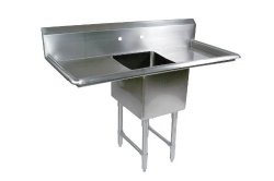 John Boos B Series Stainless Steel Sink, 14″ Deep Bowl, 1 Compartment, 18″ Left and Right Hand Side Drainboard, 57″ Length x 23-1/2″ Width