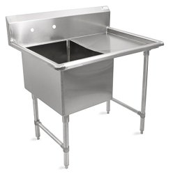 John Boos B Series Stainless Steel Sink, 14″ Deep Bowl, 1 Compartment, 24″ Right Hand Side Drainboard, 52″ Length x 29-1/2″ Width