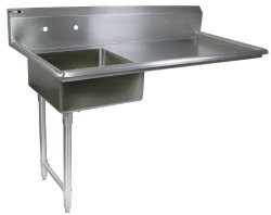 John Boos E Series Stainless Steel Undercounter Dishtable, 8″ Deep Sink Bowl, 50″ length by 30″ Width, Left Hand Side Table