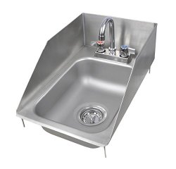 John Boos PB-DISINK101405-P-SSLR Deck Mount Pro-Bowl Drop-In Hand Sink, 14″ Length x 10″ Width x 5″ Depth, PBF-4-D Faucet, Left and Right Hand Side Splash