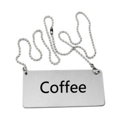 New Star Stainless Steel Chain Sign, “Coffee”, 3-1/2-Inch by 1-1/2-Inch, Set of 2
