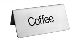 New Star Stainless Steel Table Tent Sign, “Coffee”, 3-Inch by 1-1/2-Inch, Set of 2