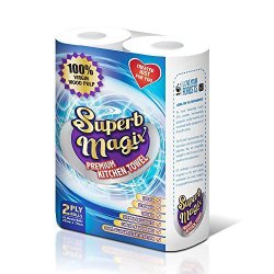 Paper Towels 100% Virgin Wood Pulp, 2Ply, 70 Sheets, 2 Rolls Per Pack, For Kitchen & Multi Purpose Towel, Enhanced Your Experience with Superb Magix & Save the Earth Now!
