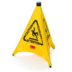Rubbermaid Commercial FG9S0000YEL Pop-Up Safety Cone with Multi-Lingual Caution Imprint and Wet Floor Symbol, Yellow