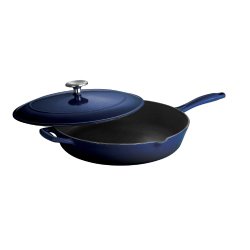 Tramontina Enameled Cast Iron Covered Skillet, 12-Inch, Gradated Cobalt