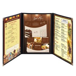 30 Pack Triple Fold Menu Covers 8.5″x14″ Protective Double Stitch View Black Restaurant