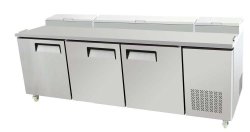93″ 3 Door Commercial Refrigerated Pizza Salad Sandwich Prep Station Table, 26 Cubic Feet, for Restaurant
