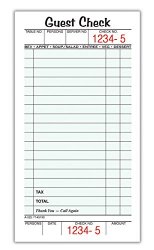 Adams Guest Check Pads, Single Part, 3-2/5 x 6-1/4 Inches, White, 50 Checks/Pad, 10 Pads/Pack (525SW)