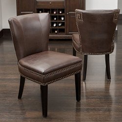 Best Selling Jackie Leather Accent Dining Chair, Brown