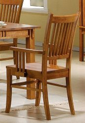 Coaster Set of 2 Dining Arm Chairs Mission Style Medium Brown Finish