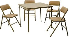 Cosco Products 5-Piece Folding Table and Chair Set, Tan
