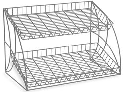 Countertop Steel Wire Rack With 2 Shelves, 25-3/4 x 18 x 16-1/2-Inch, Tiered, Open Shelf Design, Slanted, Space Saving