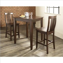 Crosley 3-Piece Pub Dining Set with Tapered Leg and School House Stools, Vintage Mahogany Finish