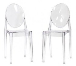 Dinning Chair Ghost Chairi n Transparent Crystal Clear Set Of Two