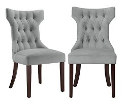 Dorel Living Clairborne Tufted Upholestered Dining Chair, Gray, Set of 2
