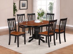 East West Furniture AVAT7-BLK-W 7-Piece Dining Table Set