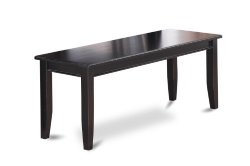 East West Furniture DUB-BLK-W Dining Bench with Wood Seat, Black Finish