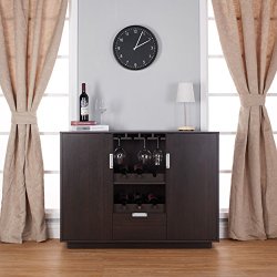 Furniture of America Mendocino Wine Cabinet Buffet, Espresso