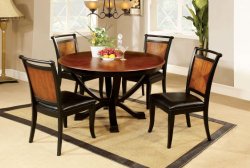 Furniture of America Sahrifa 5-Piece Duotone Round Dining Table Set, Acacia and Black Finish